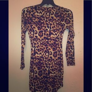 This is a cheetah print bodycon dress!